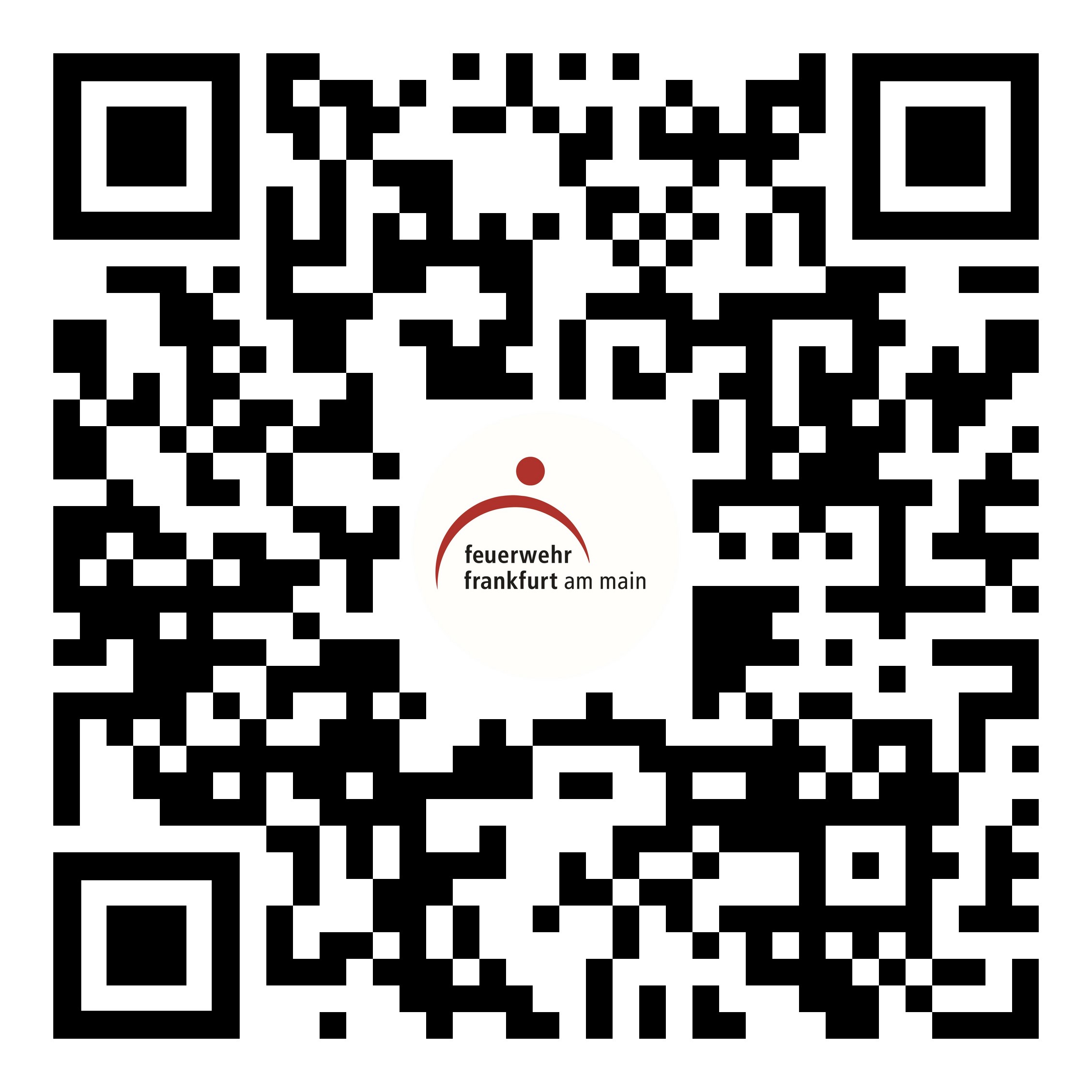 QR-Code www.feuerwehr-frankfurt.de mit LOGO Feuerwehr Frankfurt | © Feuerwehr Frankfurt am Main QR-Code www.feuerwehr-frankfurt.de mit LOGO Feuerwehr Frankfurt | © Feuerwehr Frankfurt am Main